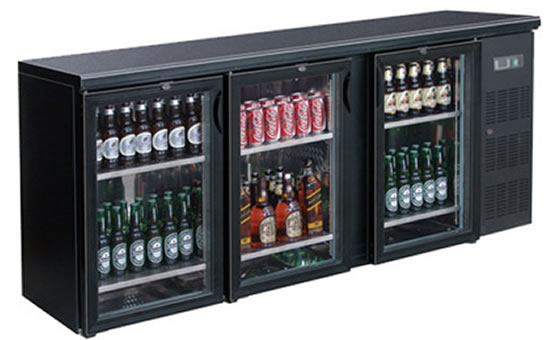 FED BC3100G Deluxe 3 Glass Door Back Bar Fridge