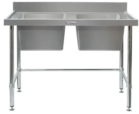 Simply Stainless Double Sink Bench Splashback & Leg Brace 2400w x 700d